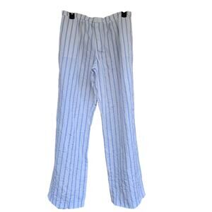 Women's ZARA White Stripe Crinkle Pajama Style Pants Size Medium EUC!!!